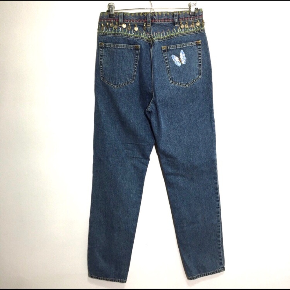 Vintage DKNY JEANS high waisted embroidery hippie - Picture 4 of 16